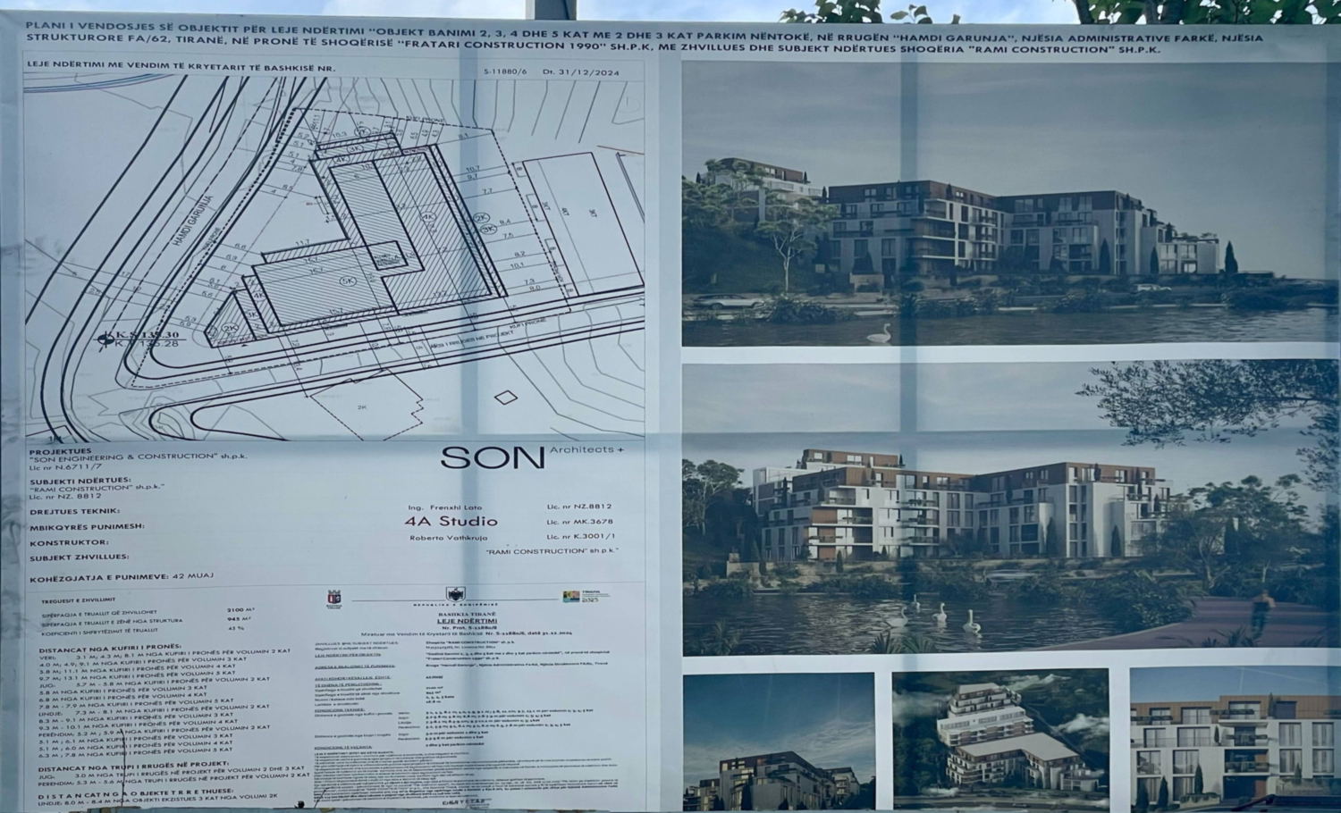 Objekt banimi 2, 3, 4 dhe 5 kat me 2 dhe 3 kat parkim nentoke - Rruga Hamdi Garunja, Tirane